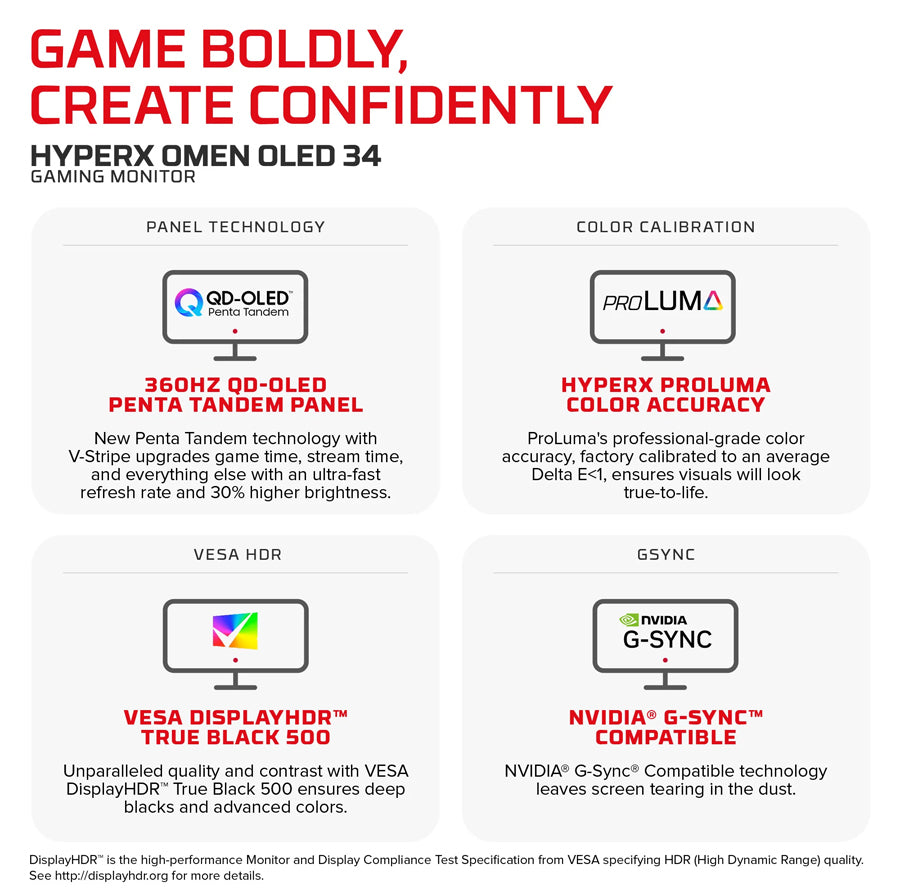 HyperX OMEN OLED C49PPAA 34" WQHD (3440x1440) 360Hz 0.03ms GtG QD-OLED Gaming Monitor