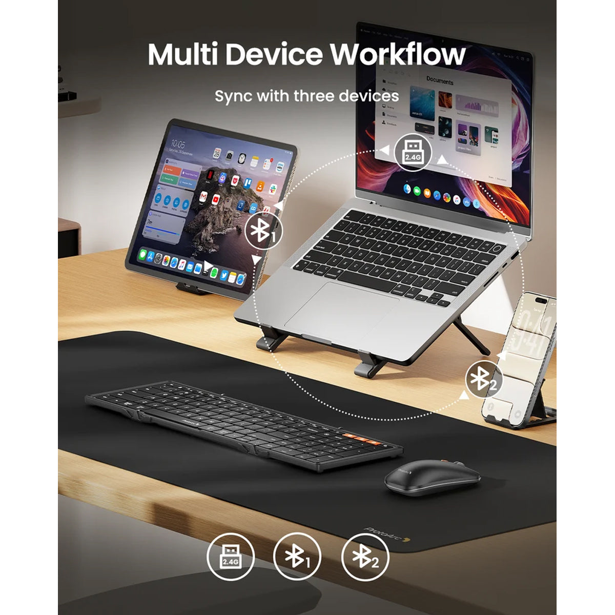ProtoArc XKM01 Pro Foldable Full-Size Keyboard and Mouse Combo