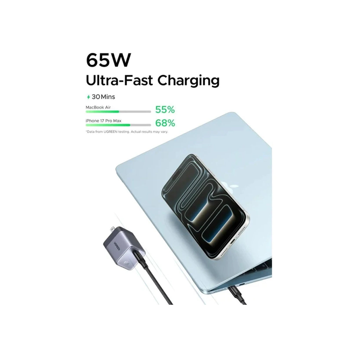Ugreen Nexode Air 65W Single-Port USB-C GaN Fast Charger (Grey) (X860/95169B)