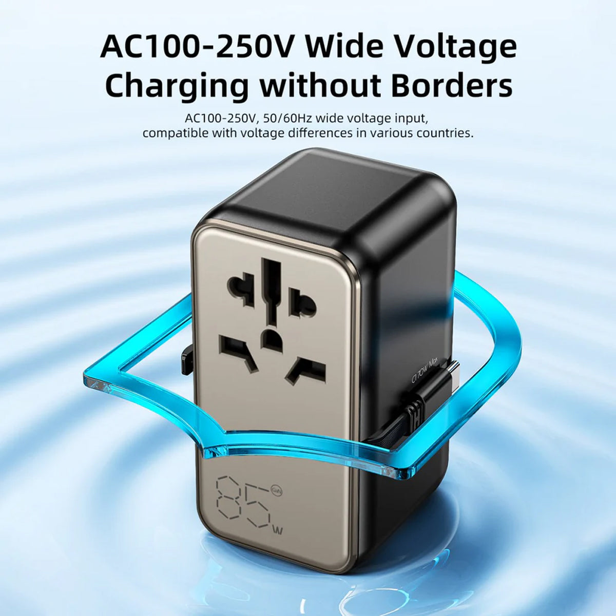 Vyvylabs Explorer Series GaN 4 Ports+AC Fast Charger Travel Adapter 85W A+3C with Type-C Cable