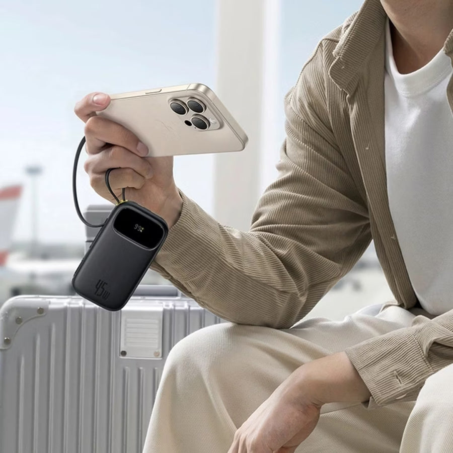 Baseus EnerFill FC31 Qpow 3 Digital Display Power Bank with Built-in USB-C + iP Cable 20000mAh 45W