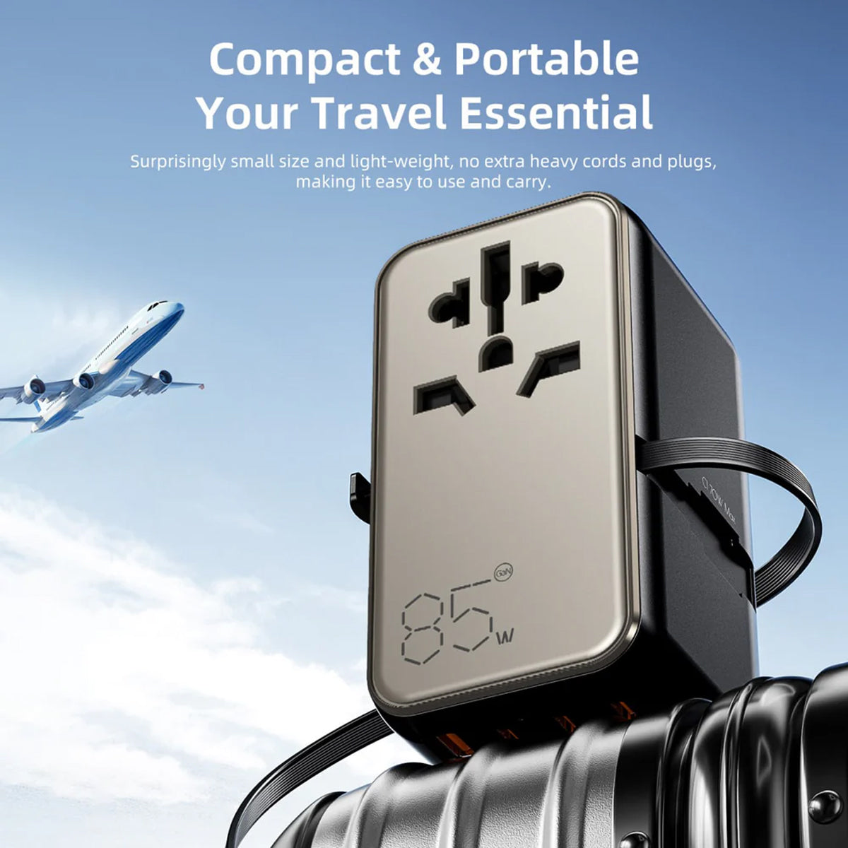 Vyvylabs Explorer Series GaN 4 Ports+AC Fast Charger Travel Adapter 85W A+3C with Type-C Cable