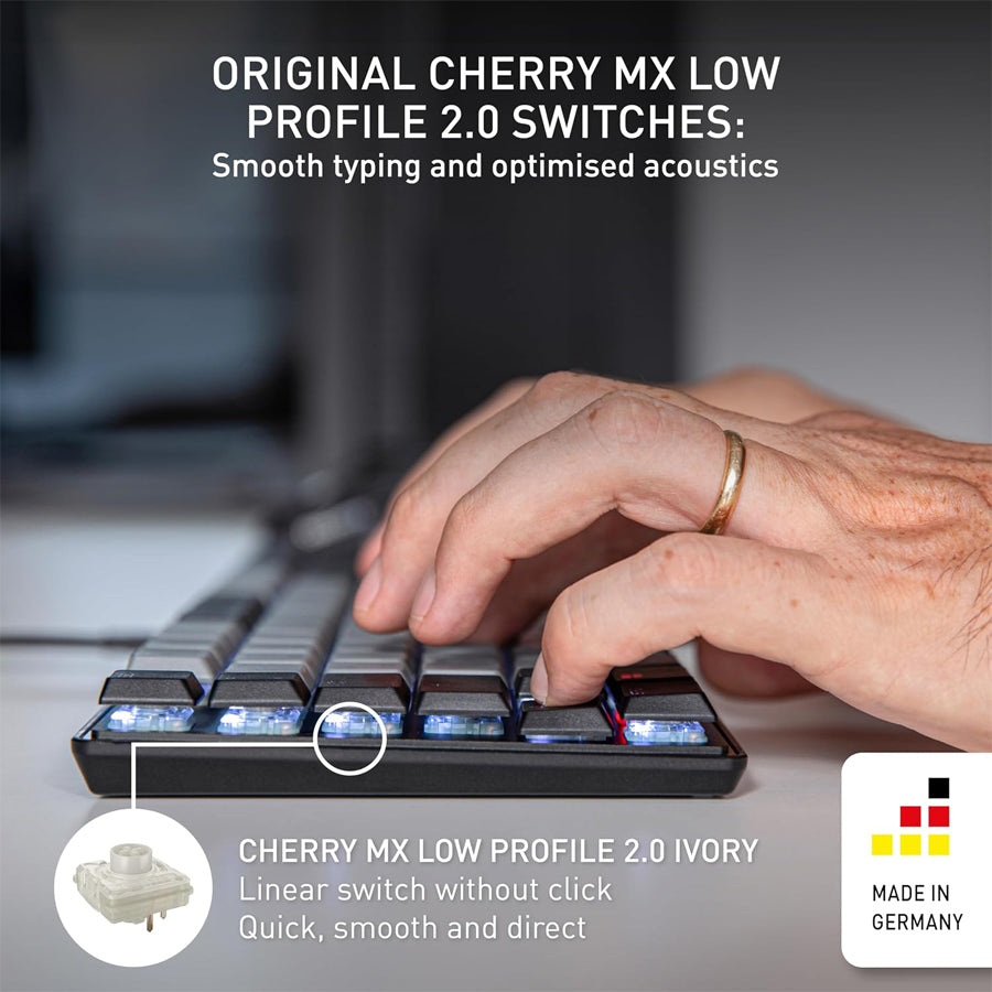 Cherry KC 500 MX LP TKL Low-Profile Mechanical Keyboard (Black) (Cherry MX LP 2.0 Ivory Switch)