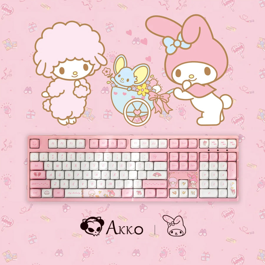 Akko My Melody 3108RF V3 Dual-Mode Mechanical Keyboard (Akko Frost Pink Switch)