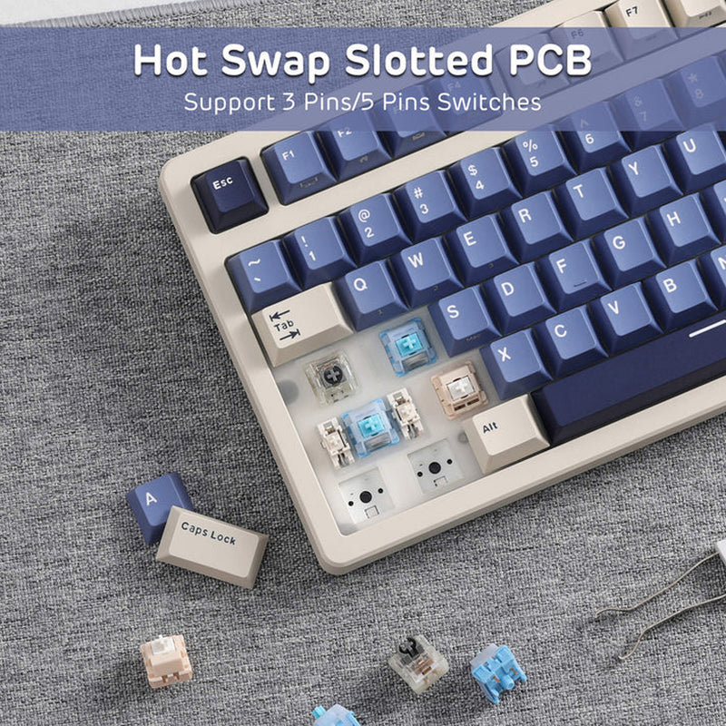 Royal Kludge RK-S85 Tri-Mode RGB 85 Keys Hot Swappable Mechanical Keyboard Horizon Blue