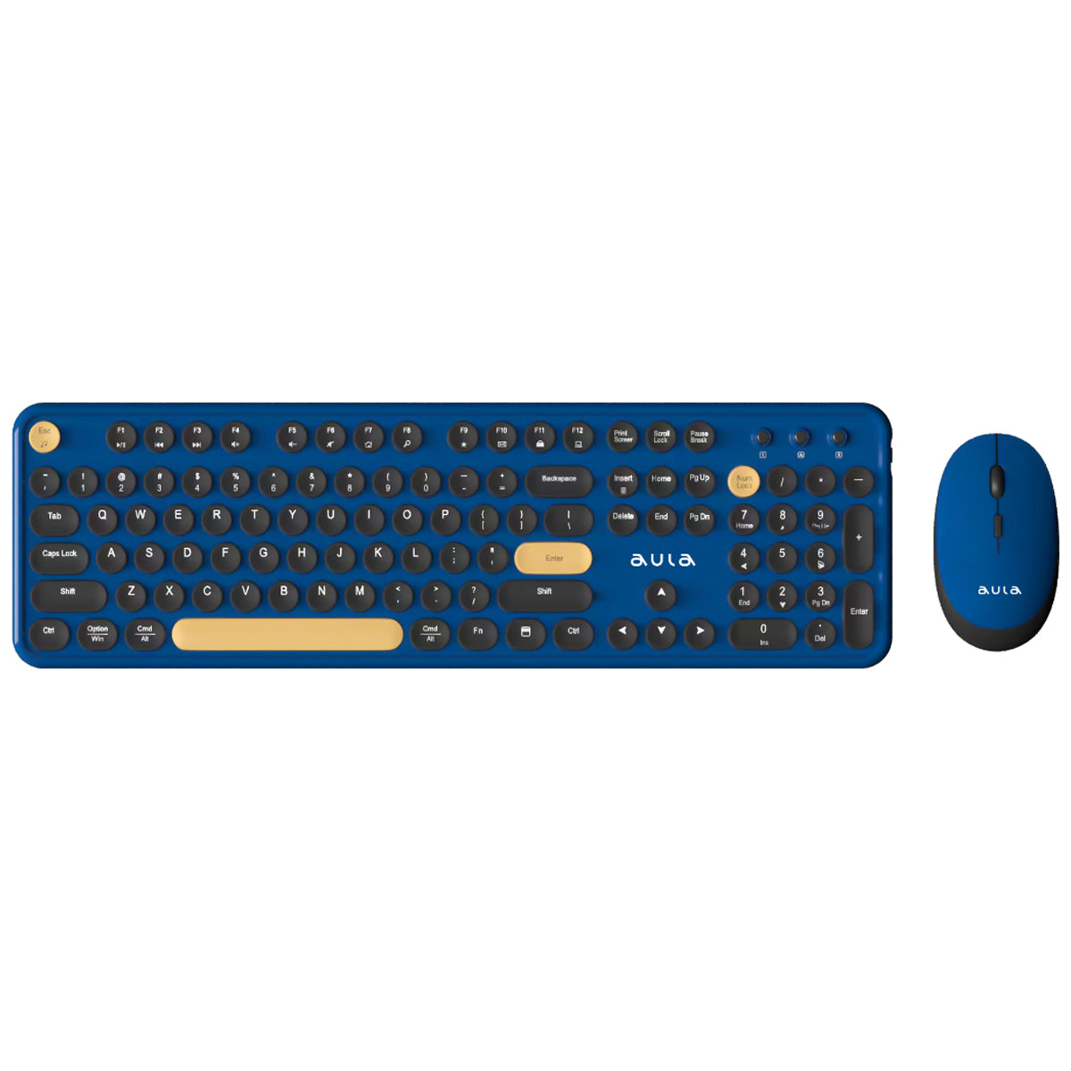 Aula AC306 Retro Round Wireless Keyboard & Mouse Combo (Royal Blue/Black)