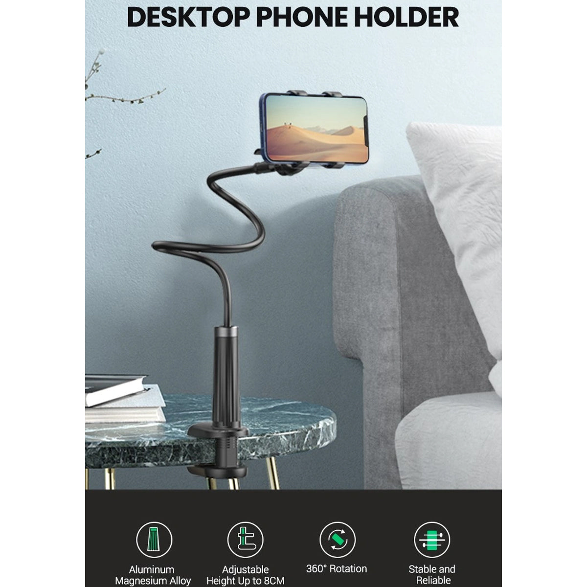 Ugreen Phone Holder with Flexible Long Arm - 90cm (Black) (LP113/80906)