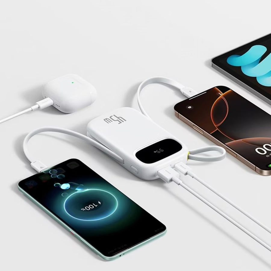 Baseus EnerFill FC31 Qpow 3 Digital Display Power Bank with Built-in USB-C + iP Cable 20000mAh 45W
