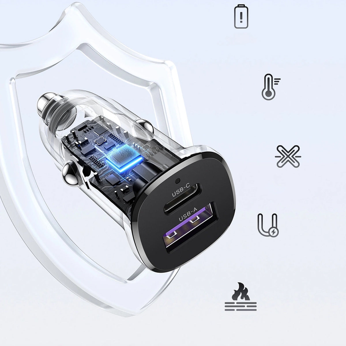 Ugreen 2-Port USB-C PD + USB-A QC 30W Fast Car Charger (EC305/25845)