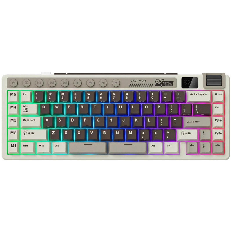 Royal Kludge RK M70 Tri-Mode RGB 73 Keys Hot-Swappable Mechanical Keyboard Mocha Grey 
