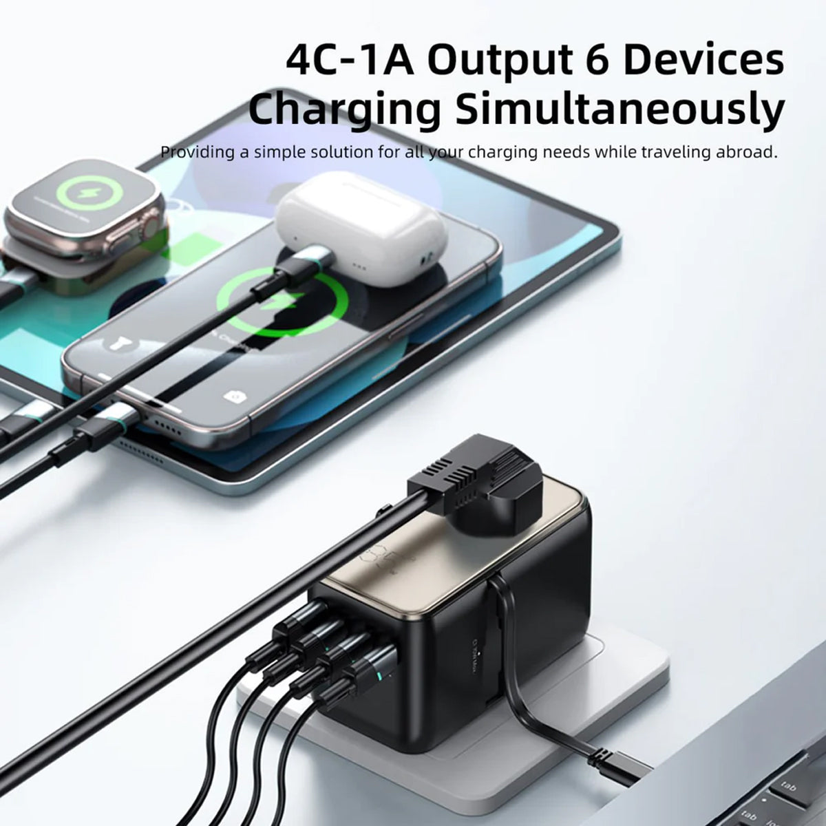 Vyvylabs Explorer Series GaN 4 Ports+AC Fast Charger Travel Adapter 85W A+3C with Type-C Cable
