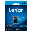 Lexar High-Performance 800x PRO 32GB SDHC UHS-I C10 U1 V10 150MB/s Read SD Card BLUE Series