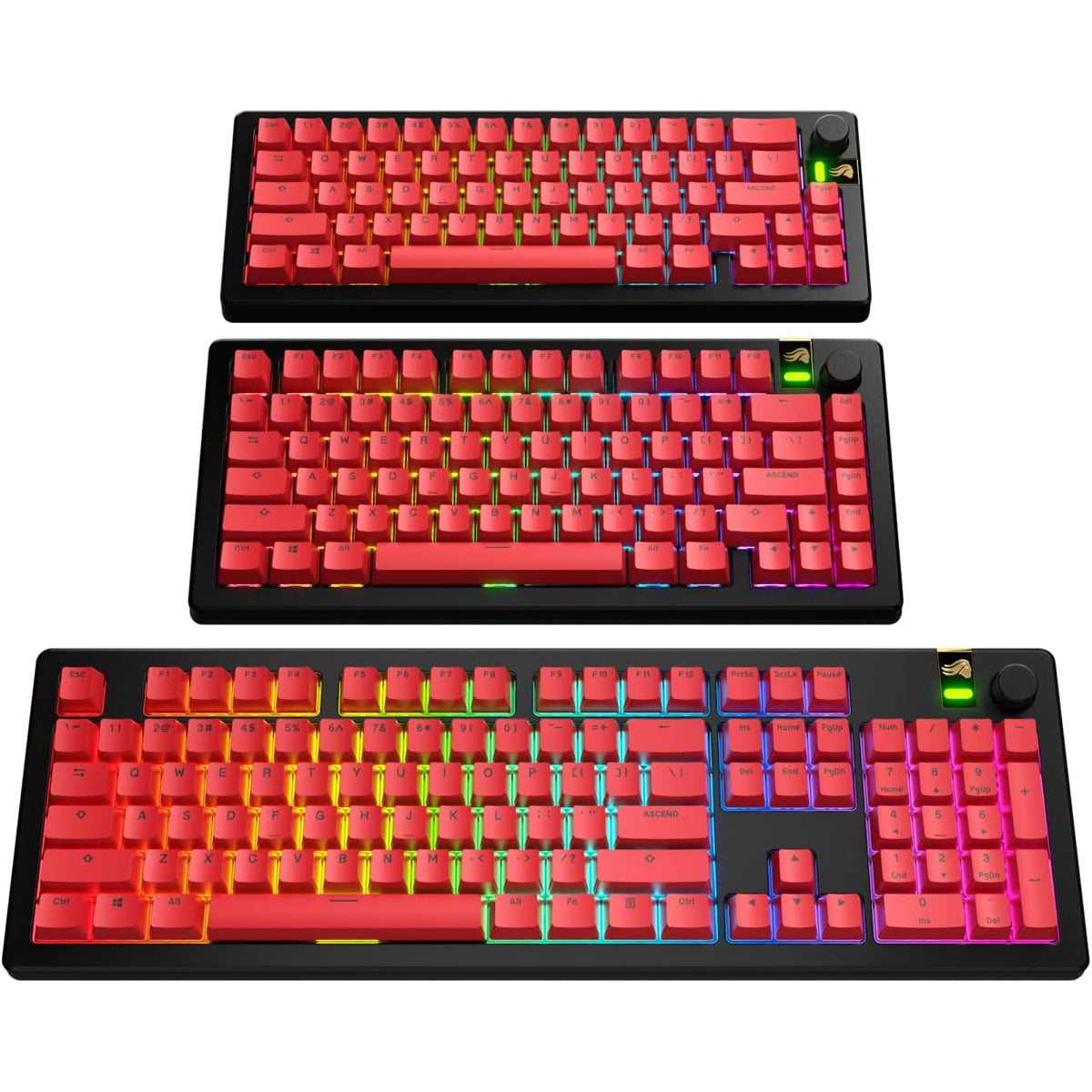 Glorious GPBT Basics Keycaps 130 Keys (Classic Black, Potion Pink, Epic Purple, Revive Red)