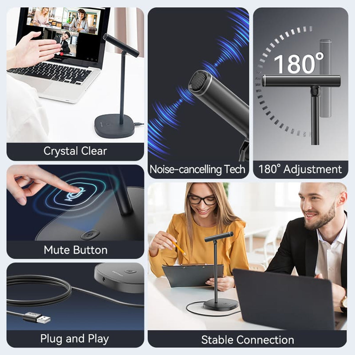 Vention USB Desktop Microphone with Mute Button (Black) (NCCB0)