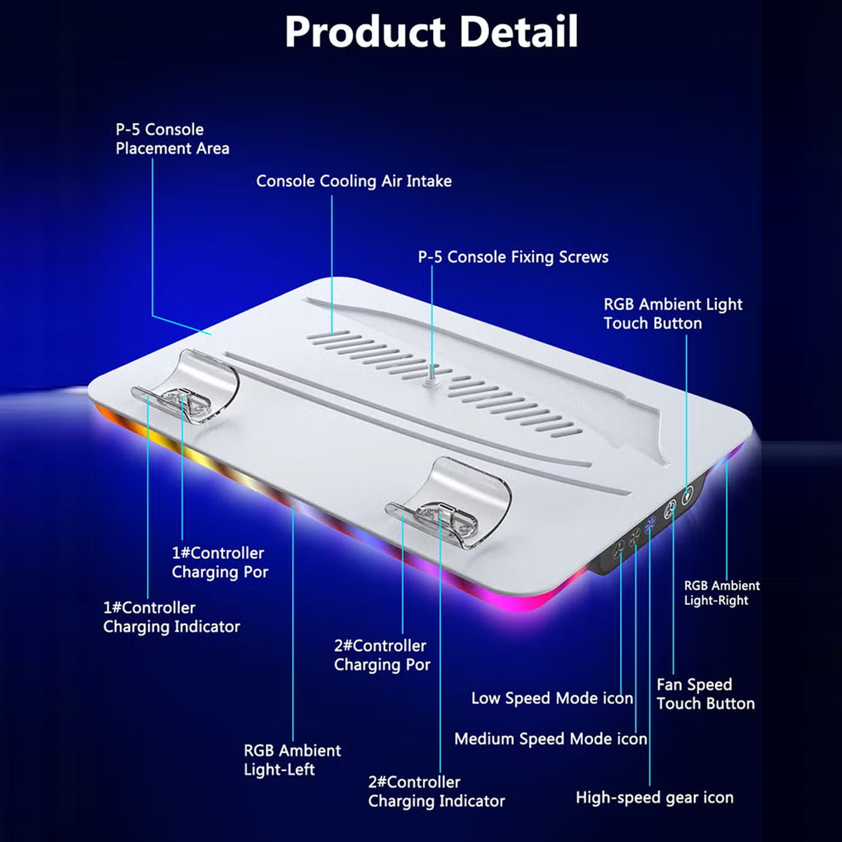 Dobe Multi-Function Cooling Charging Dock for PS5 / PS5 Slim / PS5 Pro TP5-35103B