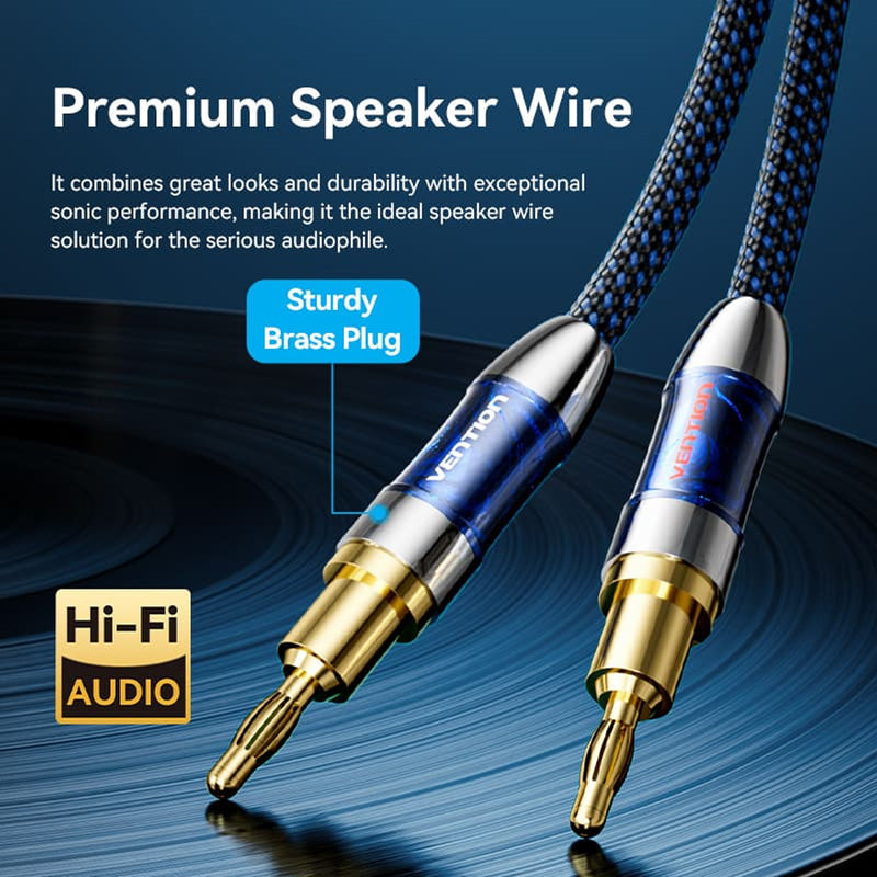 Vention Speaker Wire (Hi-Fi) with Dual Banana Plugs - 1.5M (BLBLG)