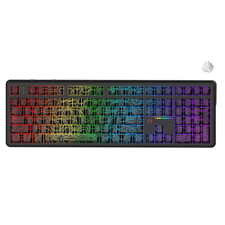Ajazz AK108 RGB Tri-Mode 108 Keys Dot Matrix Display Mechanical Keyboard (Contour Black)