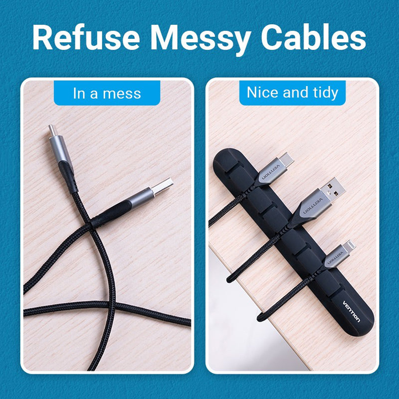 Vention 3-Port Silicone Desktop Cable Manager with 3M Strong Adhesive  (1pc, 2 pcs)  (KBRB0, KBRB0-2)