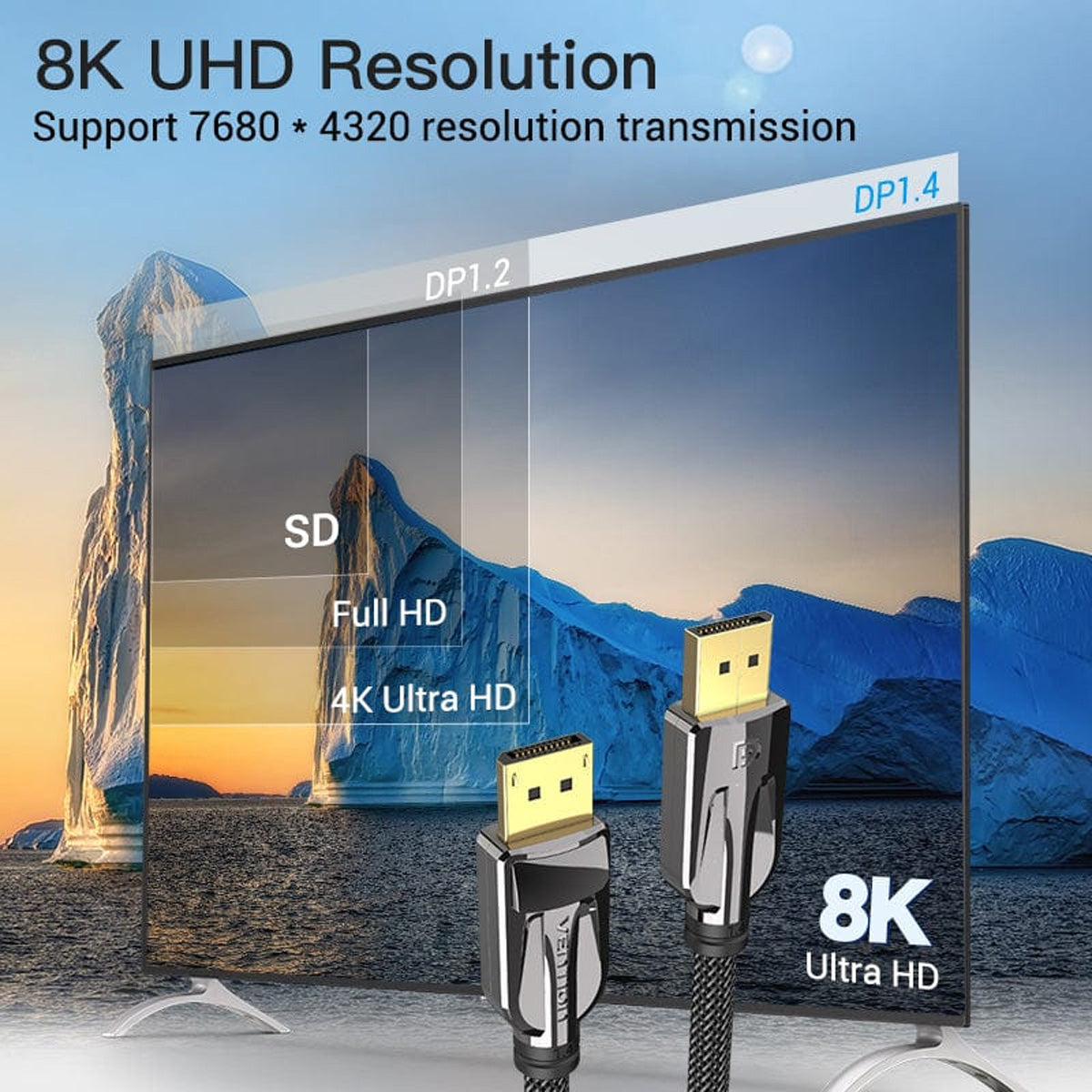 Vention 8K DisplayPort Cable - Nylon Braided 3M (HCABI)