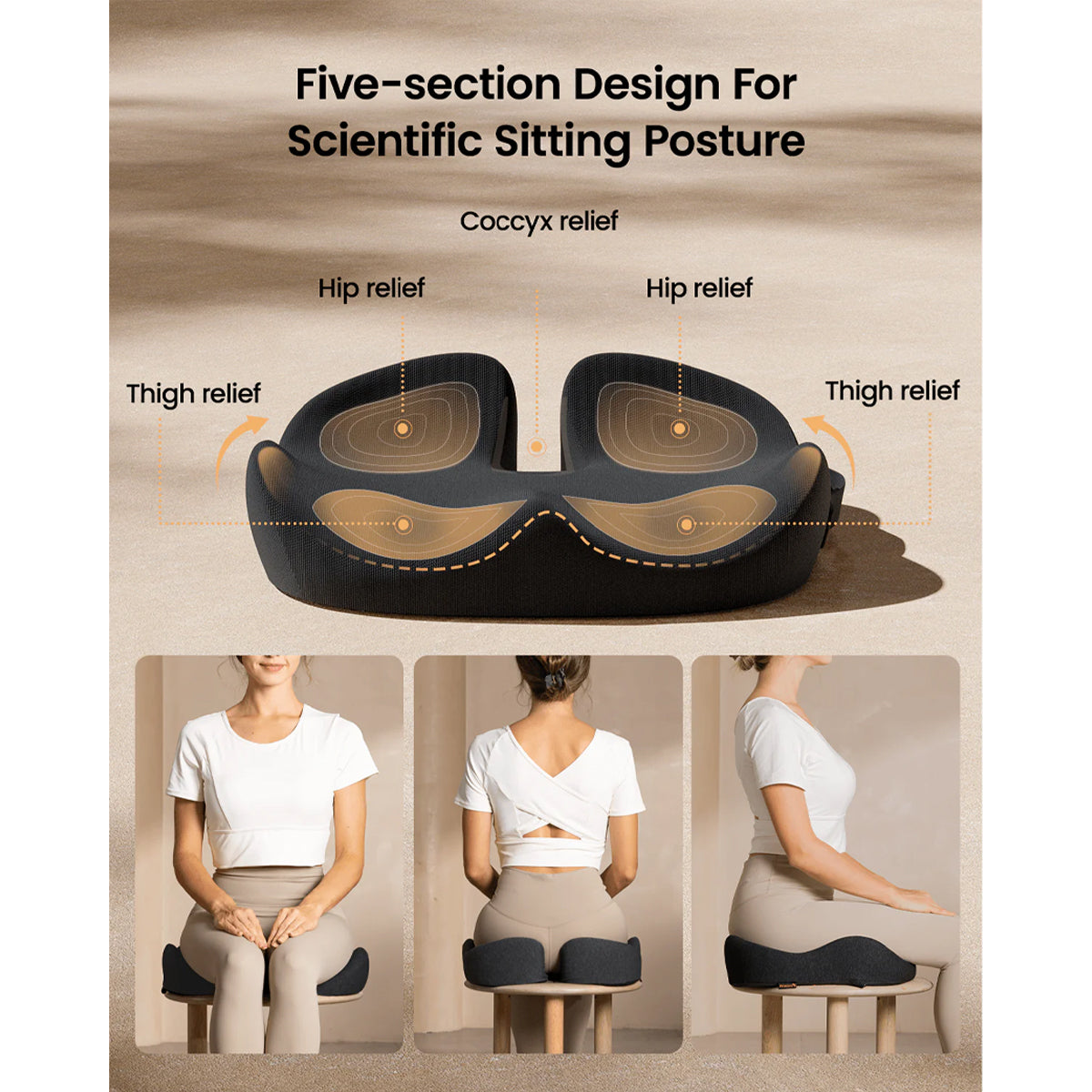 ProtoArc SC Butterfly Ergonomic Seat Cushion (Black) (CP015313)