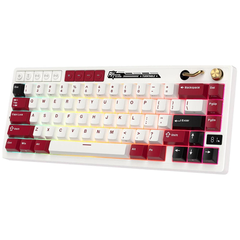 Royal Kludge RK M65 Tri-Mode RGB 66 Keys Hot-Swappable Mechanical Keyboard Famicom (Cream Switch, Beige Switch)