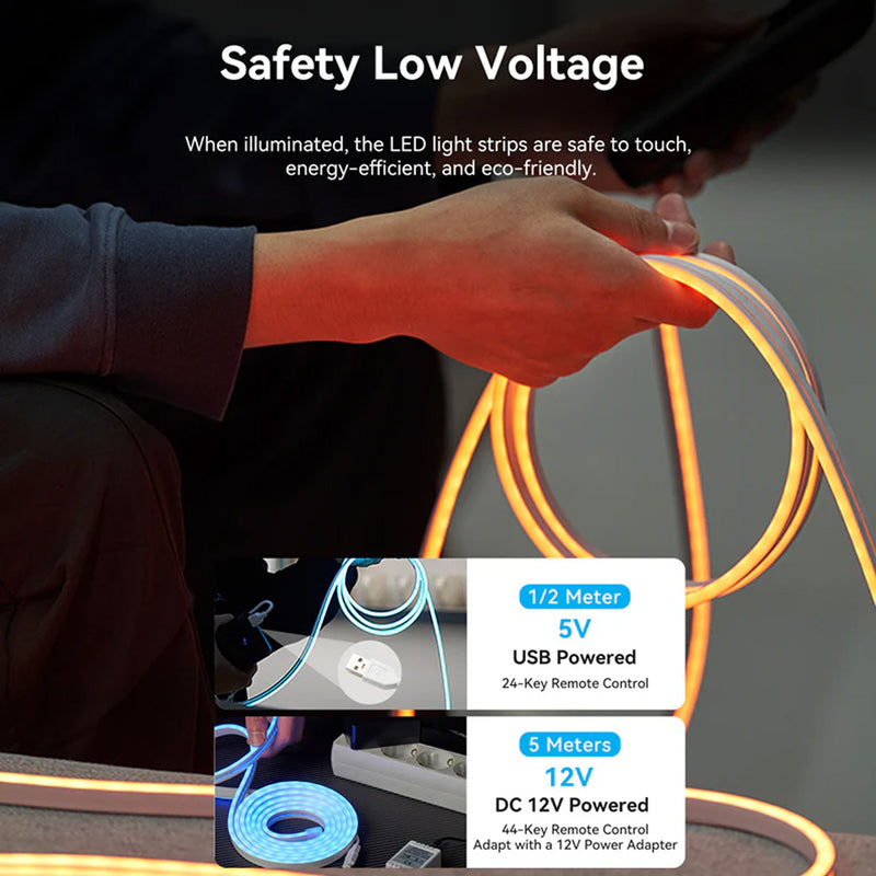 Vention Silicone Neon LED Strip Lights with IR Remote & USB 5V Power Supply - 1M, 2M 