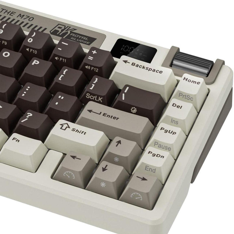 Royal Kludge RK M70 Tri-Mode RGB 73 Keys Hot-Swappable Mechanical Keyboard Mocha Grey 