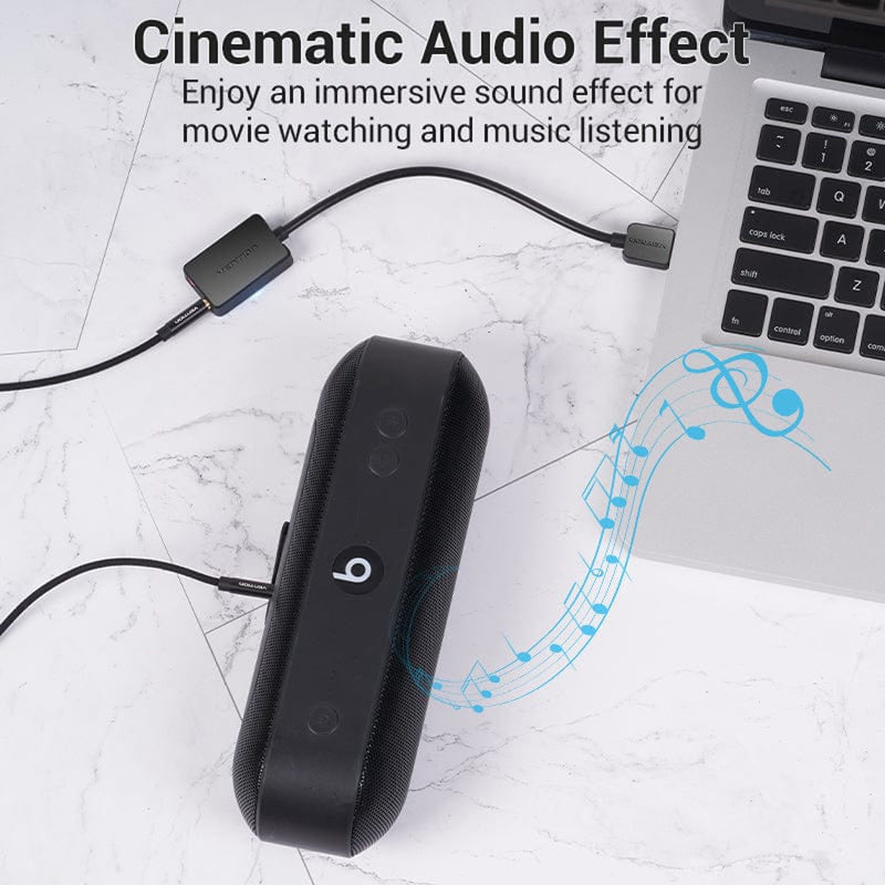 Vention 2-Port USB External Sound Card - USB-A to TRS 3.5mm x 2 - 0.15M (Black) (CDYB0)