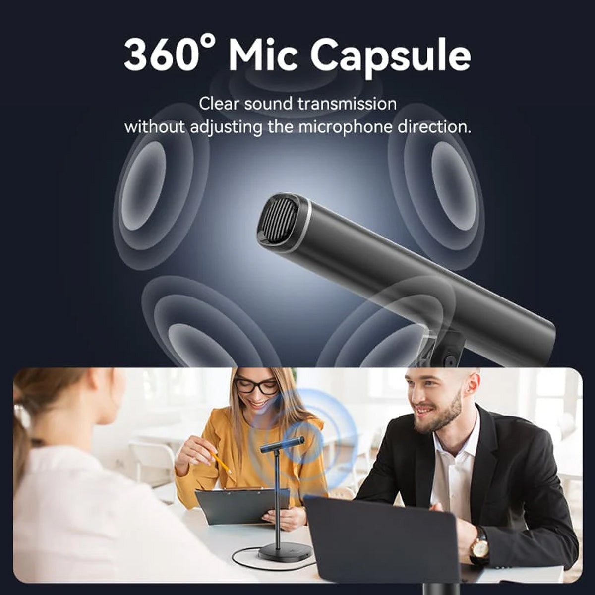 Vention USB Desktop Microphone with Mute Button (Black) (NCCB0)