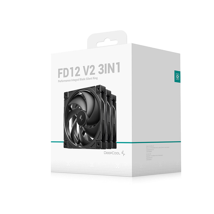 DeepCool FD12 V2 3-in-1 120mm Performance Integral Blade Silent Ring Non-LED Cooling Fans