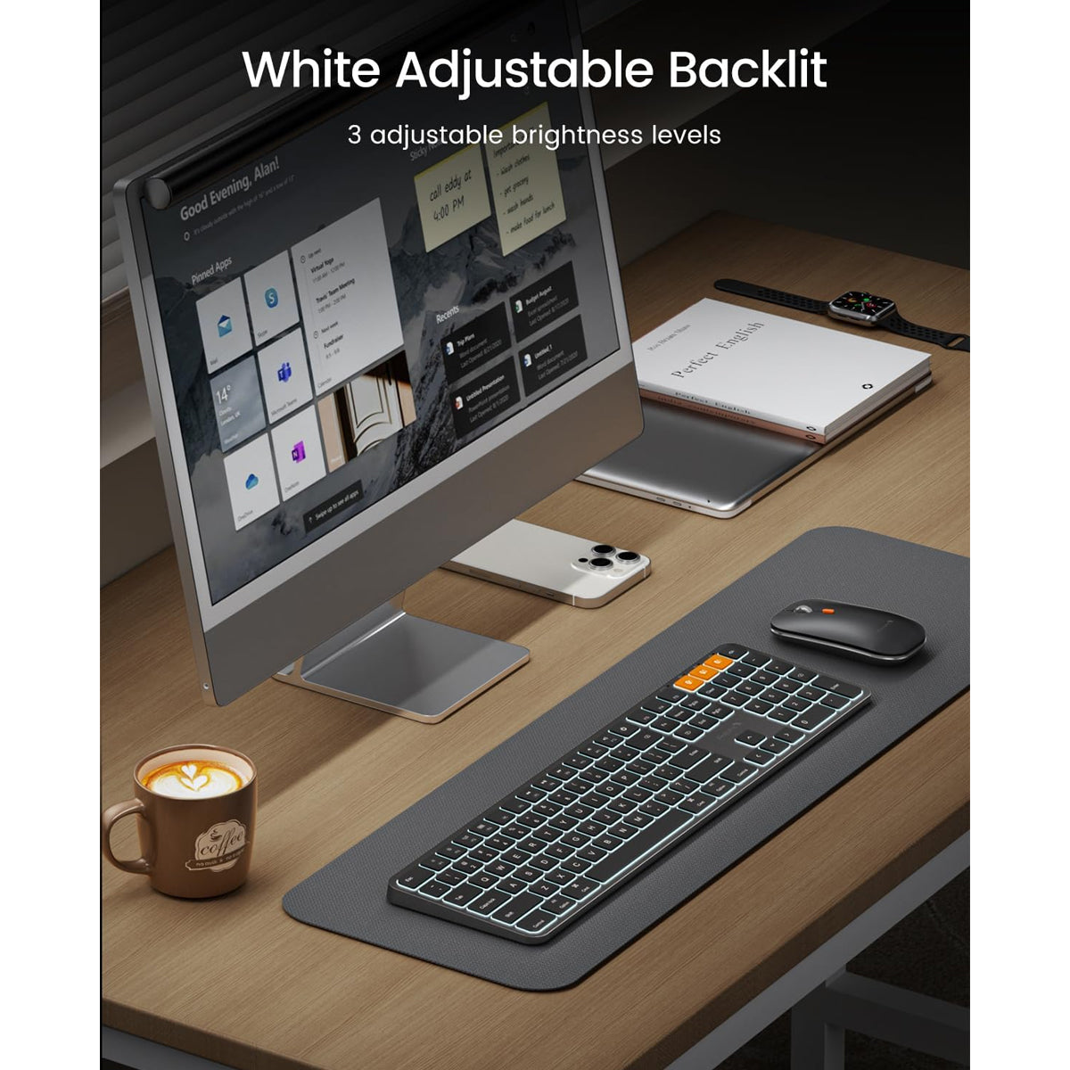 ProtoArc KM100-A Bluetooth Triple Channel Ultra-Slim Backlit Keyboard and Mouse Combo