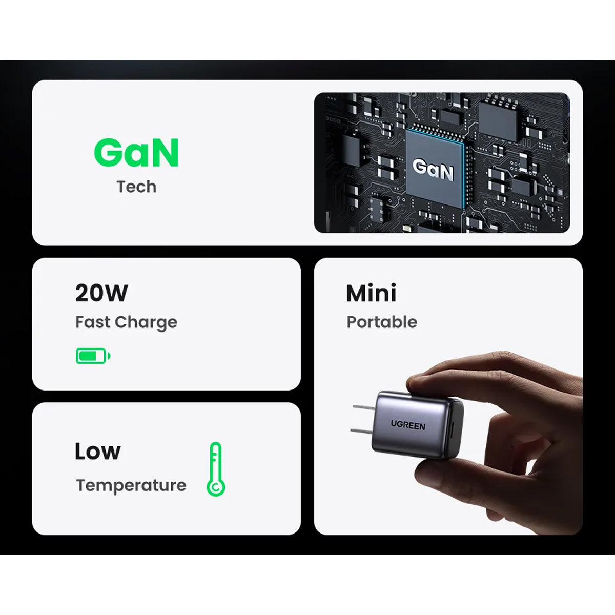 Ugreen Nexode N Mini 20W USB-C PD GaN Fast Charger (Gray)