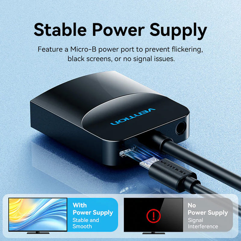 Vention VGA to HDMI Converter with Female Micro USB & Audio Port - 0.15M (ACNBB)