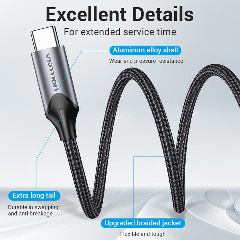 Vention USB-C Male to 3.5MM Earphone Jack with DAC Adapter Aluminum Alloy Type - 0.1M (BGMHA)
