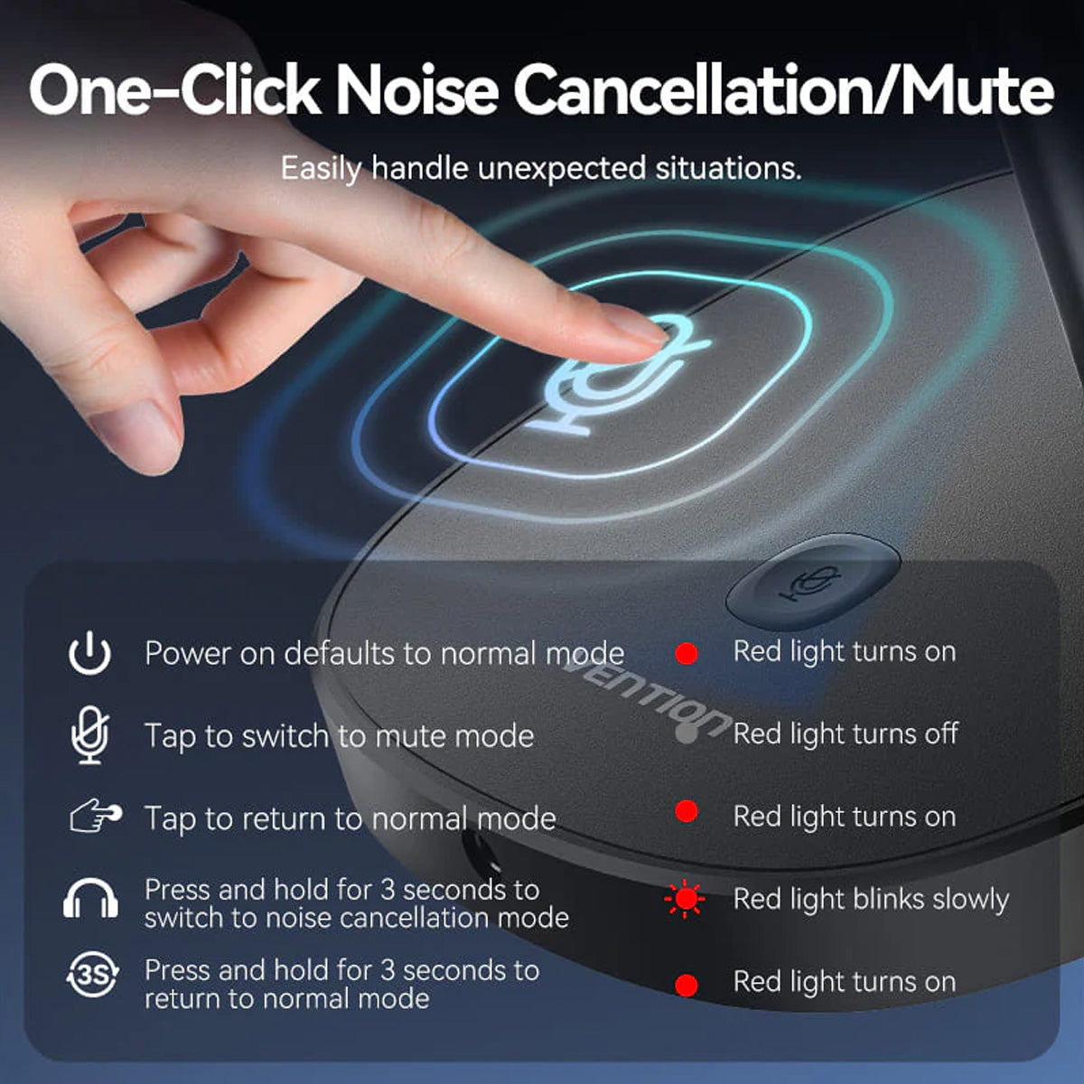 Vention USB Desktop Microphone with Mute Button (Black) (NCCB0)