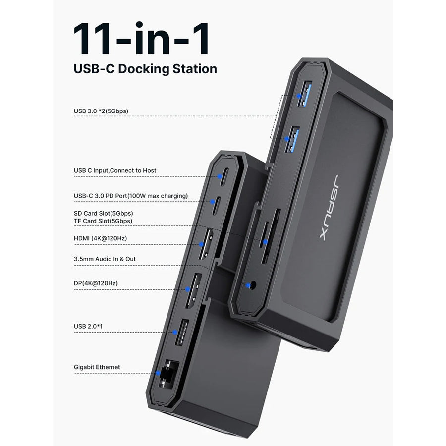 JSAUX USB-C 11-in-1 Docking Station for Steam Deck/ Steam Deck OLED/ ROG Ally/ ROG Ally X/ Switch