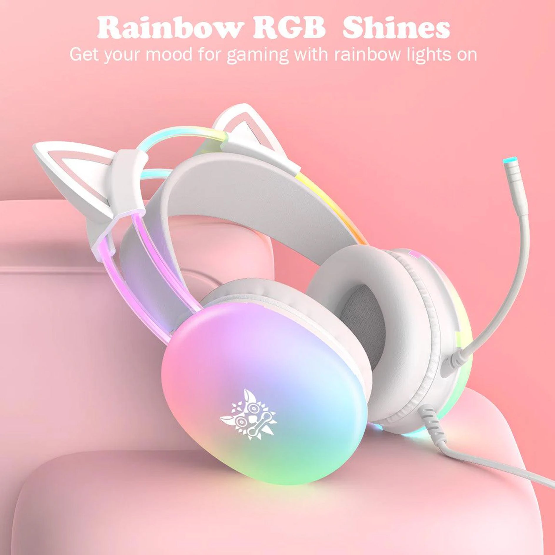 Onikuma X25 Cat Ears RGB Professional Gaming Headset with Noise Cancellation Microphone