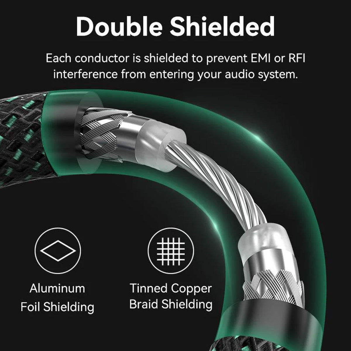 Vention Cotton Braided RCA Male to Male Coaxial Audio Cable - Green Copper Type 2M (BCTGH)