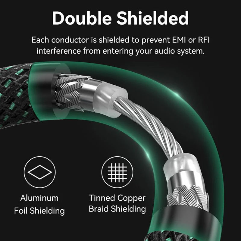 Vention Cotton Braided RCA Male to Male Coaxial Audio Cable - Green Copper Type 2M (BCTGH)