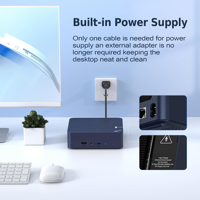 Beelink EQ14-D4 Intel Twin Lake N150 16GB RAM 500GB SSD Windows 11 Home Mini PC (Navy Blue)