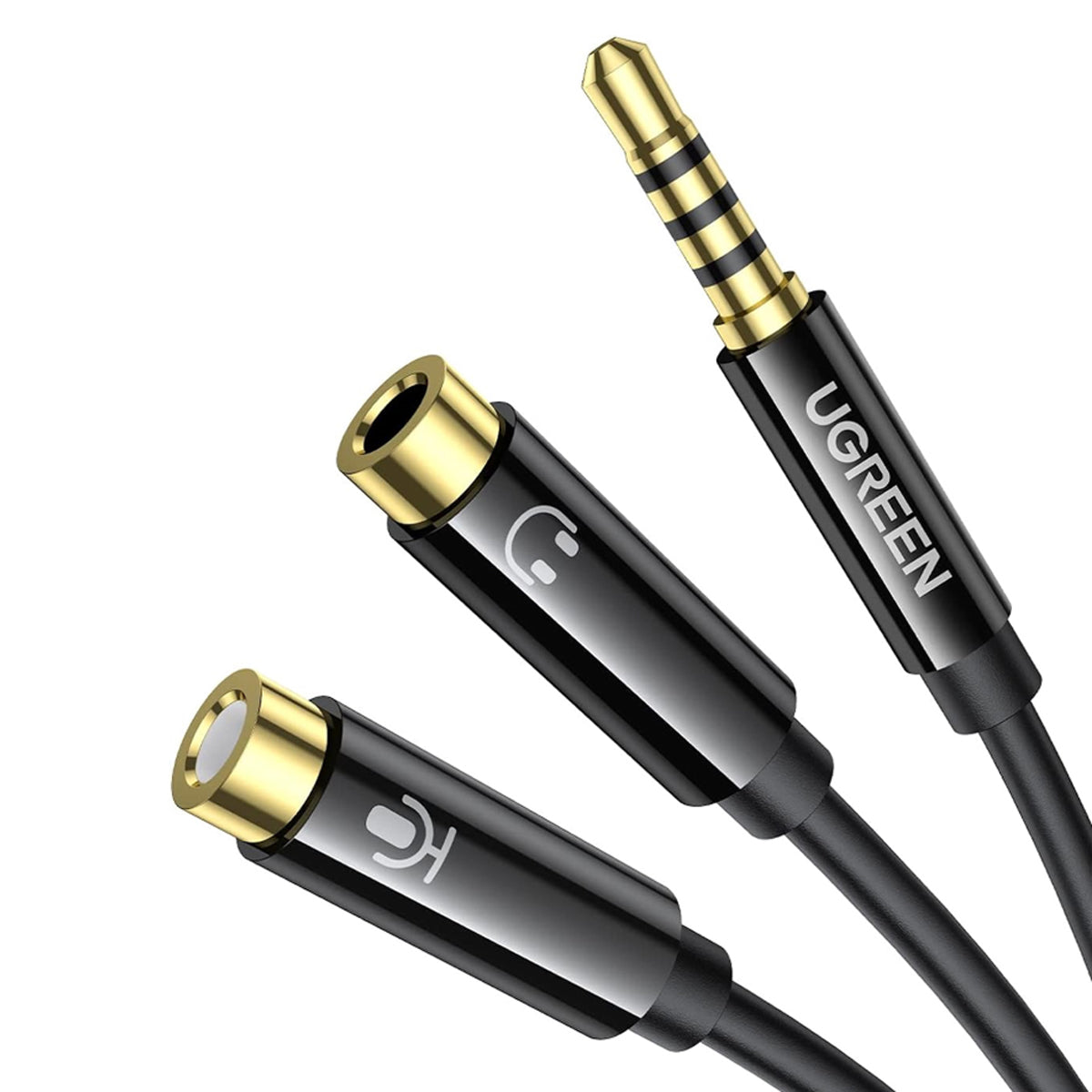 Ugreen Dual 3.5mm Male to 3.5mm Female Audio Cable - 20cm (Black) (AV140/20899)