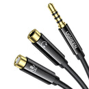 Ugreen Dual 3.5mm Male to 3.5mm Female Audio Cable - 20cm (Black) (AV140/20899)