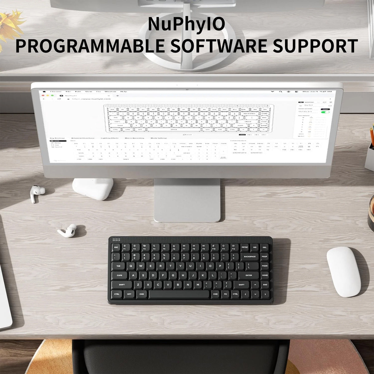 NuPhy Node75 Low-Profile Hot-Swappable 75% Wireless Mechanical Keyboard (Ink Gray)