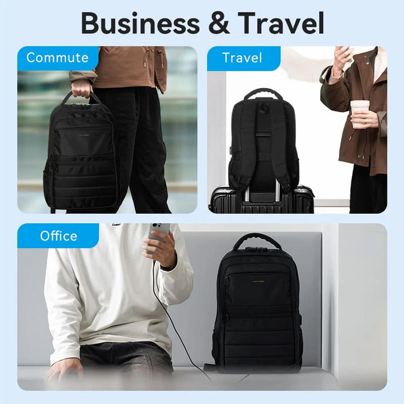 Vention Water-Repellent Laptop Backpack with USB & Lock Equipped - 20L (Black) (KRKB0)
