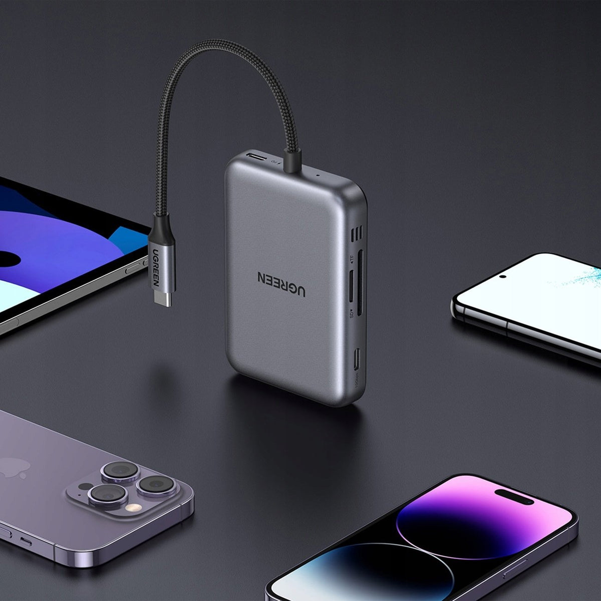 Ugreen Magnetic 7-in-1 USB-C Hub - USB-C to HDMI + 2xUSB-A 3.2 + USB-C 3.2 + PD + SD + TF