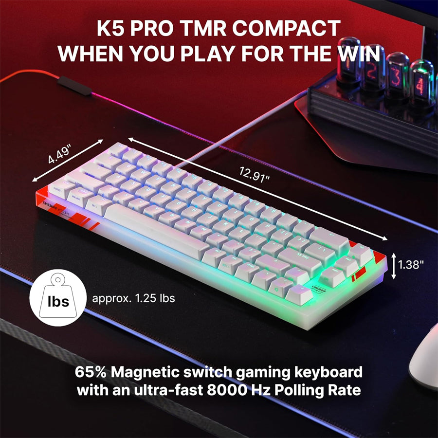 Cherry XTRFY K5 PRO TMR Compact Magnetic Gaming Keyboard (White) (Cherry MK Crystal Switch)