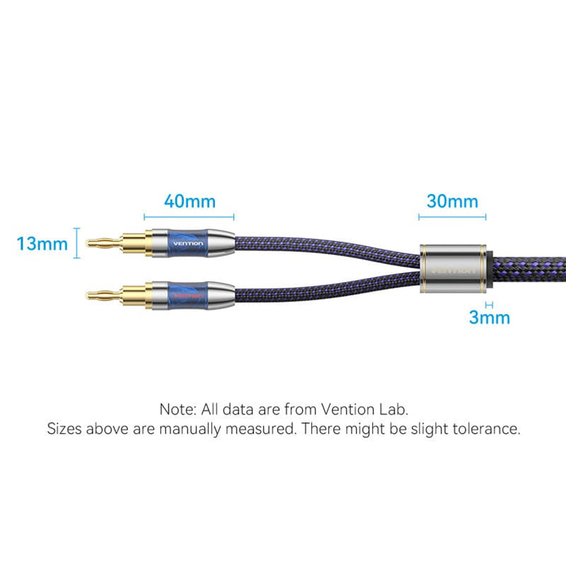Vention Speaker Wire (Hi-Fi) with Dual Banana Plugs - 1.5M (BLBLG)