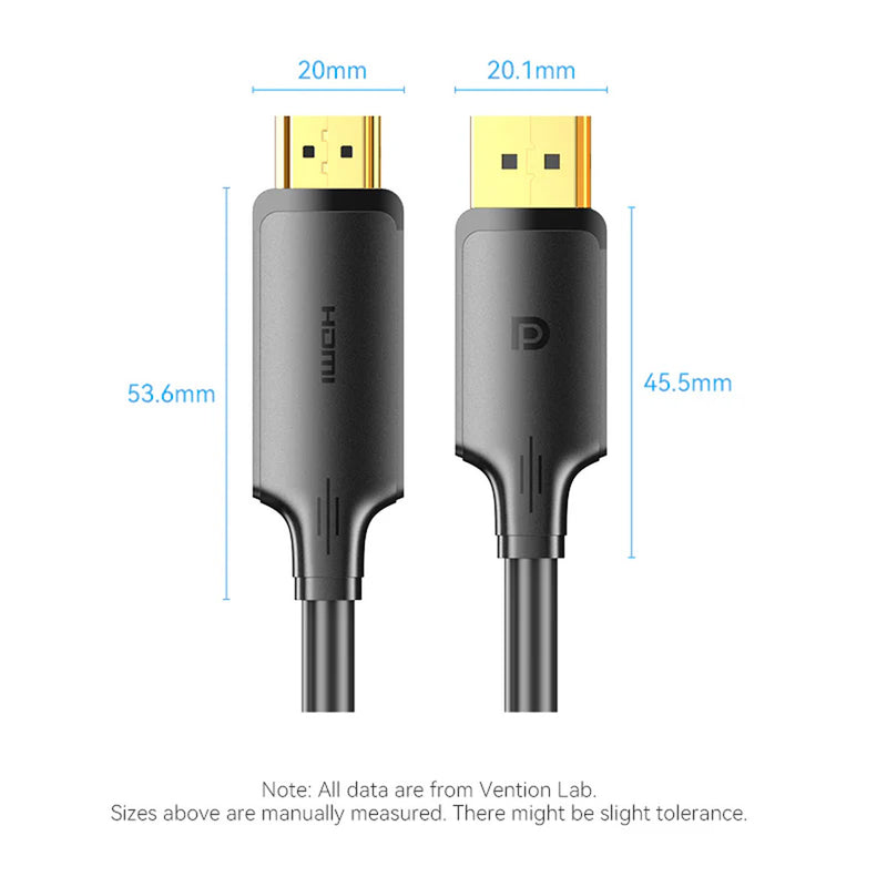 Vention DisplayPort to HDMI Cable - 1.8M, 3M, 5M (HFOBAC, HFOBI, HFOBJ)