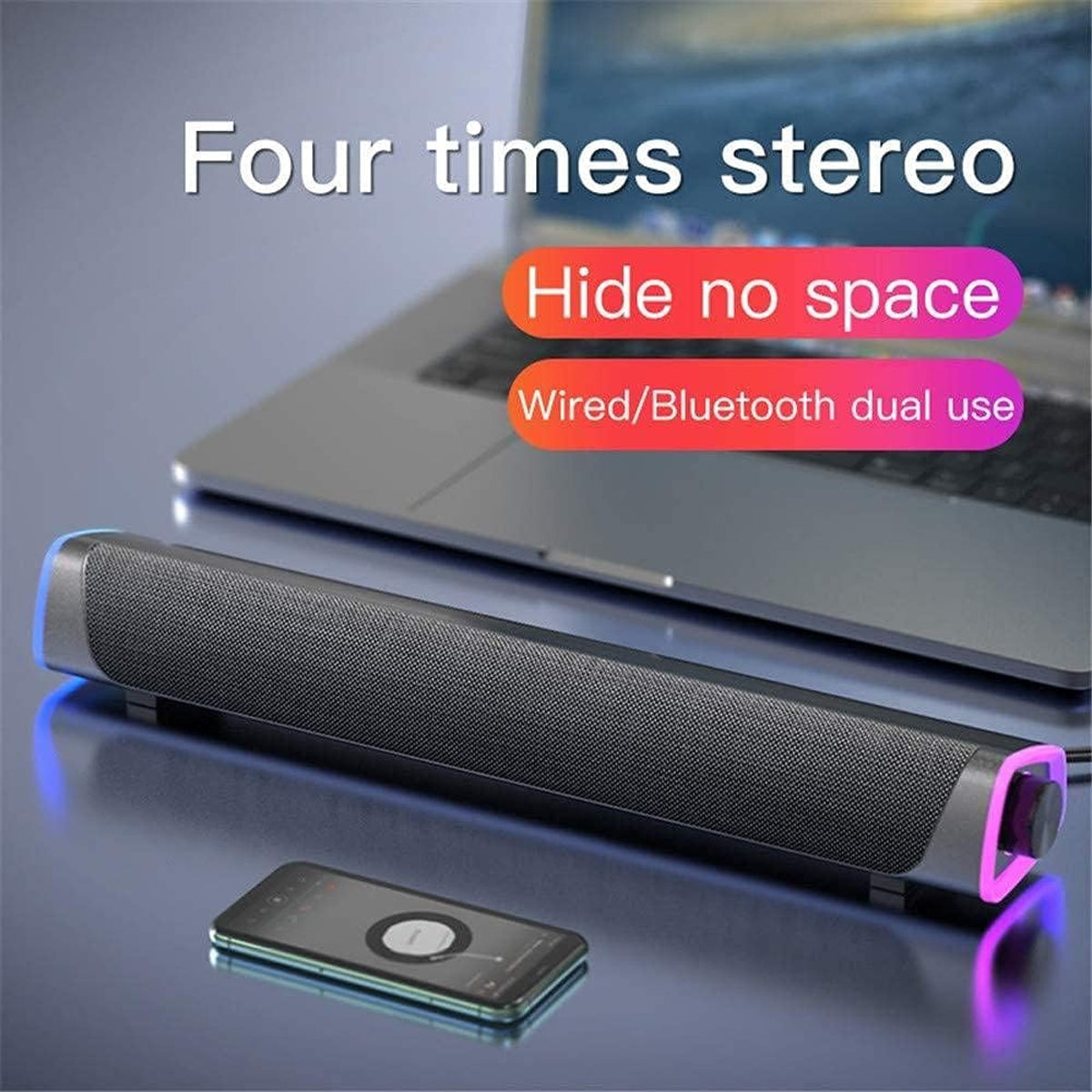 V8 RGB Bluetooth Sound Bar Speaker (Black)
