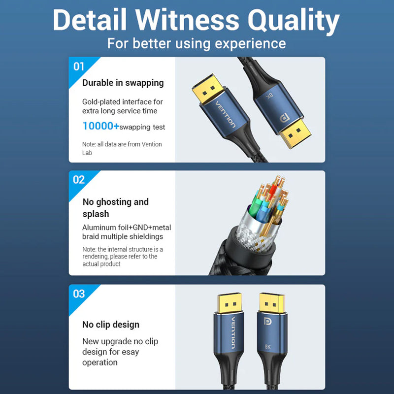 Vention 8K DisplayPort Cable - Blue Aluminum Shell 1.5M (HCELG)